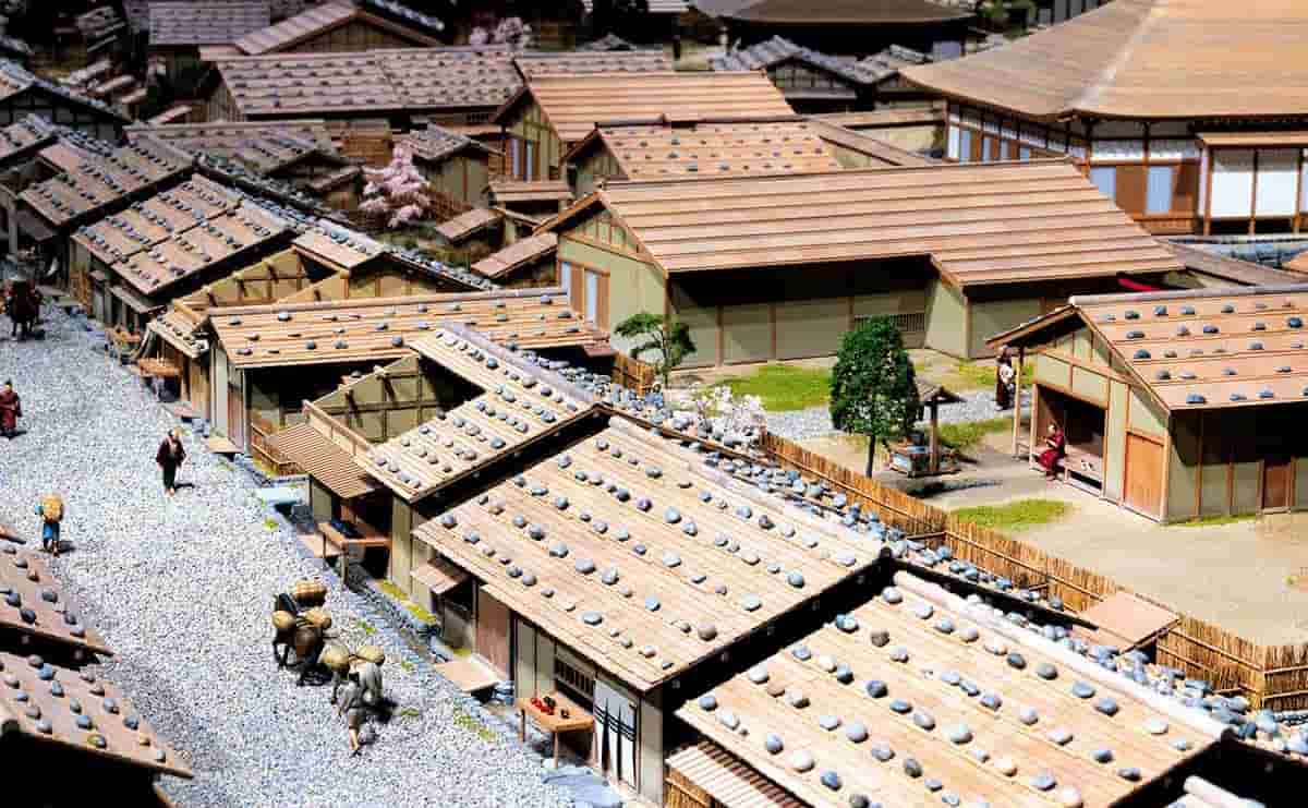 一乗谷の城下町のジオラマ